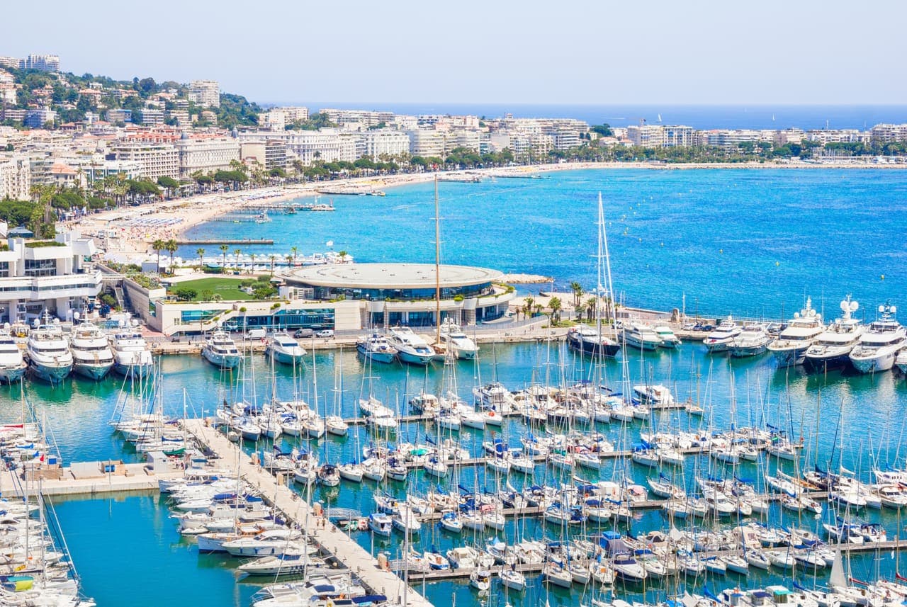 Cannes marina and bay from the air