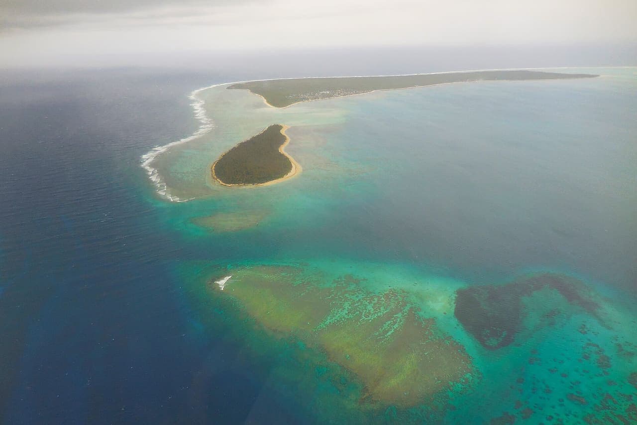 Ha'apai islands and reef seen from the air